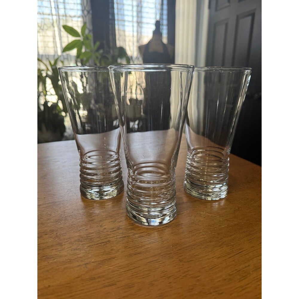 Vintage Libbey Monclova 16oz tapered ribbed tumblers. Set of 3
